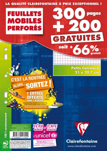 Feuilles simples 21x29,7 perf. 5x5, 300p + 200gr